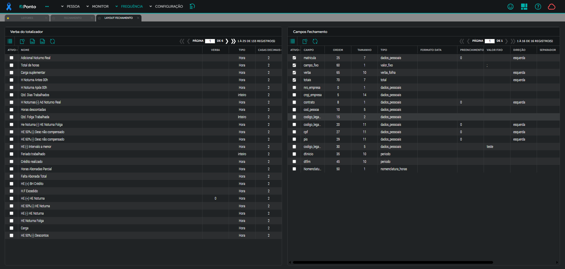 Integração do sistema de ponto com folha de pagamento